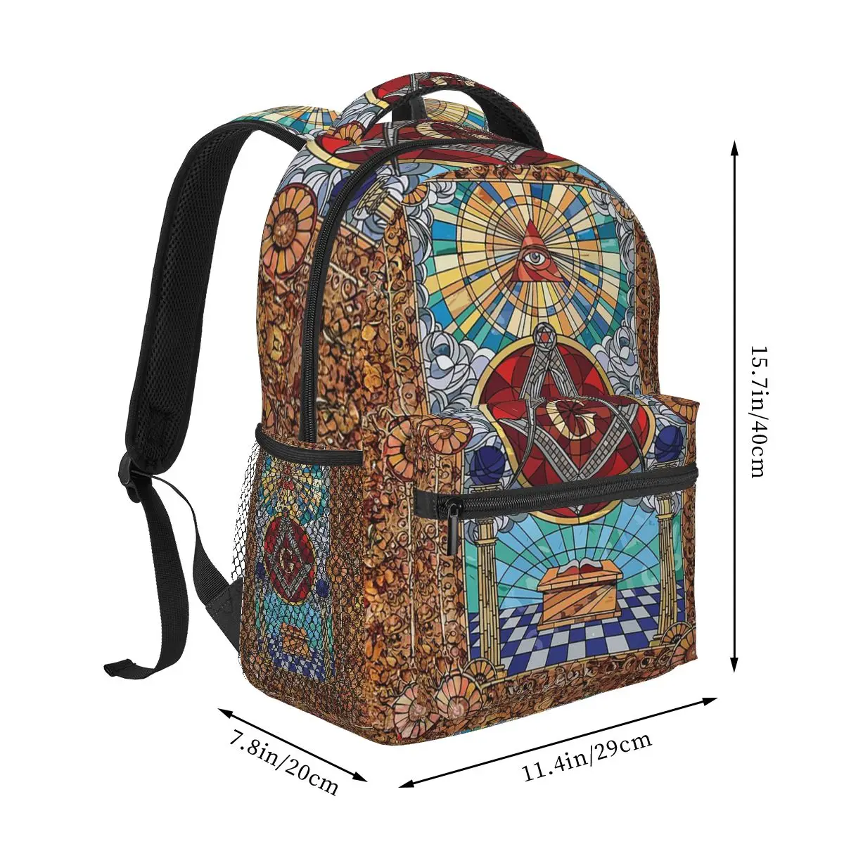 The Eternal Light Of The Freemason Masonic Mason Student Backpack School Bag Hiking Travel Daypack Bookbag Shoulder Bags