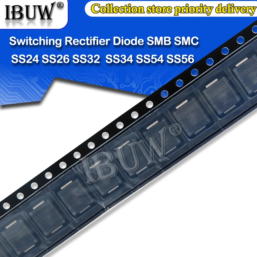 Redresseur de commutation de barrière Schottky à récupération rapide SMD, diode, SS24, SS26, SS32, SS34, SS54, SS56, SMB, SMC, lot de 10 pièces
