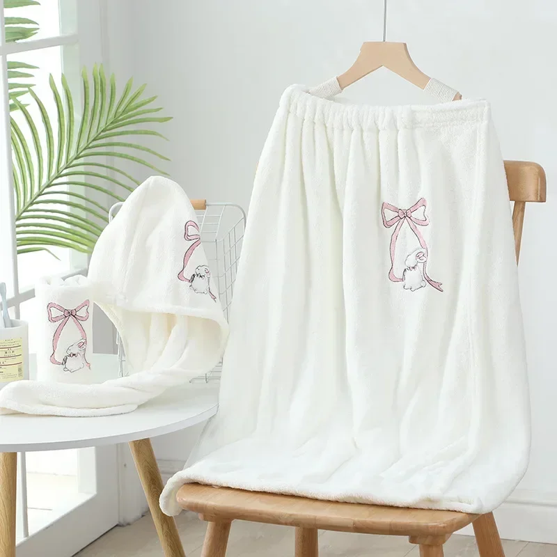Bath Towel Can Be Wrapped in Household Pure Cotton Absorbent Bathrobe Style Adult Bath Skirt Three Piece Set Wearable Bath Towel