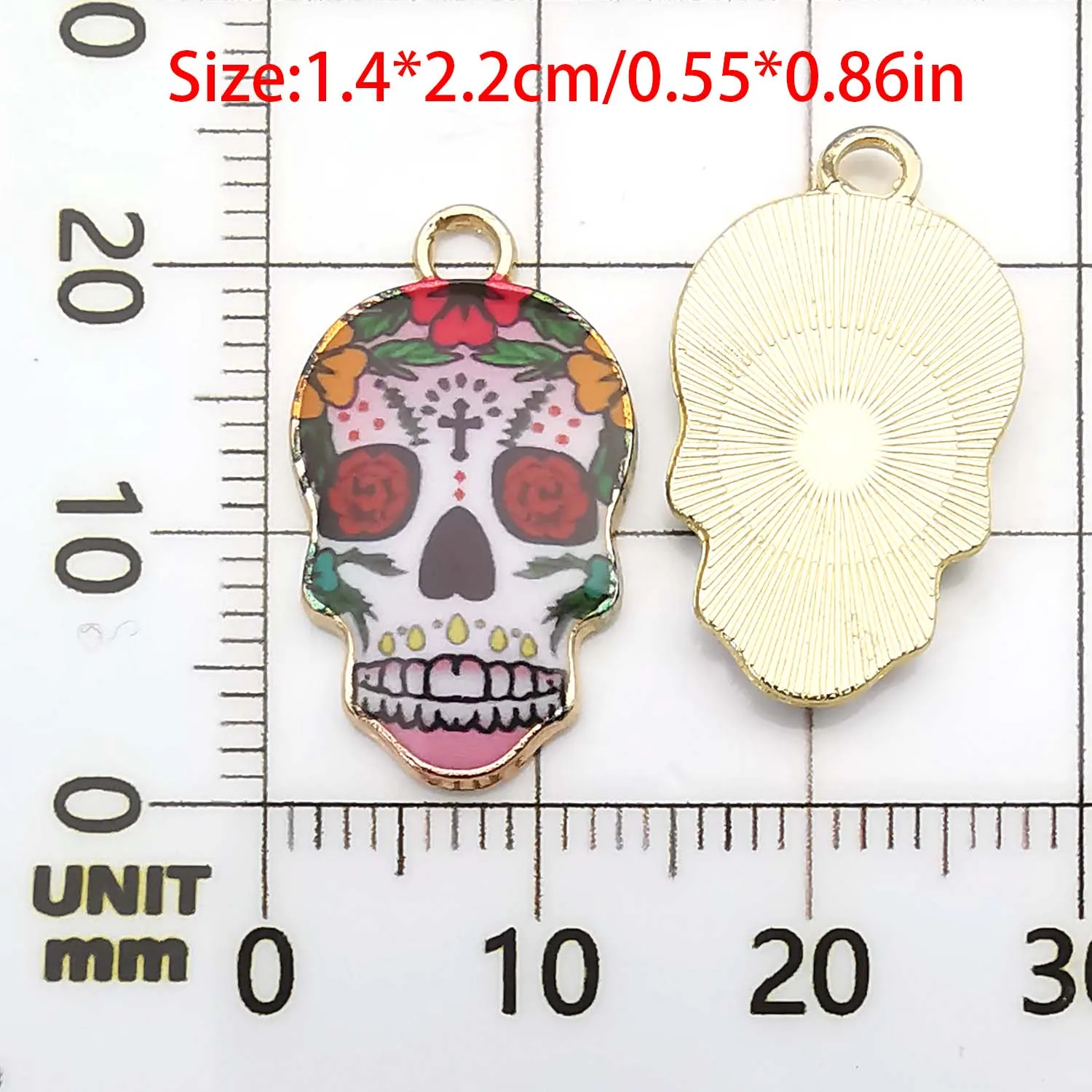 8/10 stücke 14*22mm Bunte Schädel Charms Legierung Halloween Dekoration Anhänger Für DIY Armband Halskette Schmuck Machen zubehör