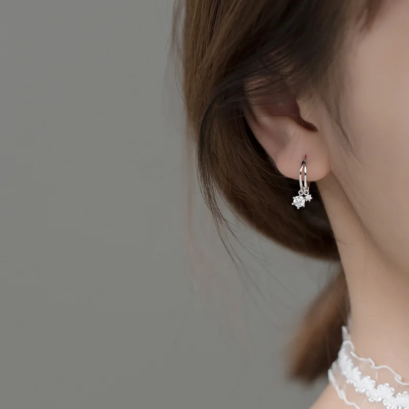 INZATT ريال 925 فضة جولة الزركون هوجيز 18k أقراط طارة ذهب للأزياء النساء العصرية غرامة مجوهرات اكسسوارات