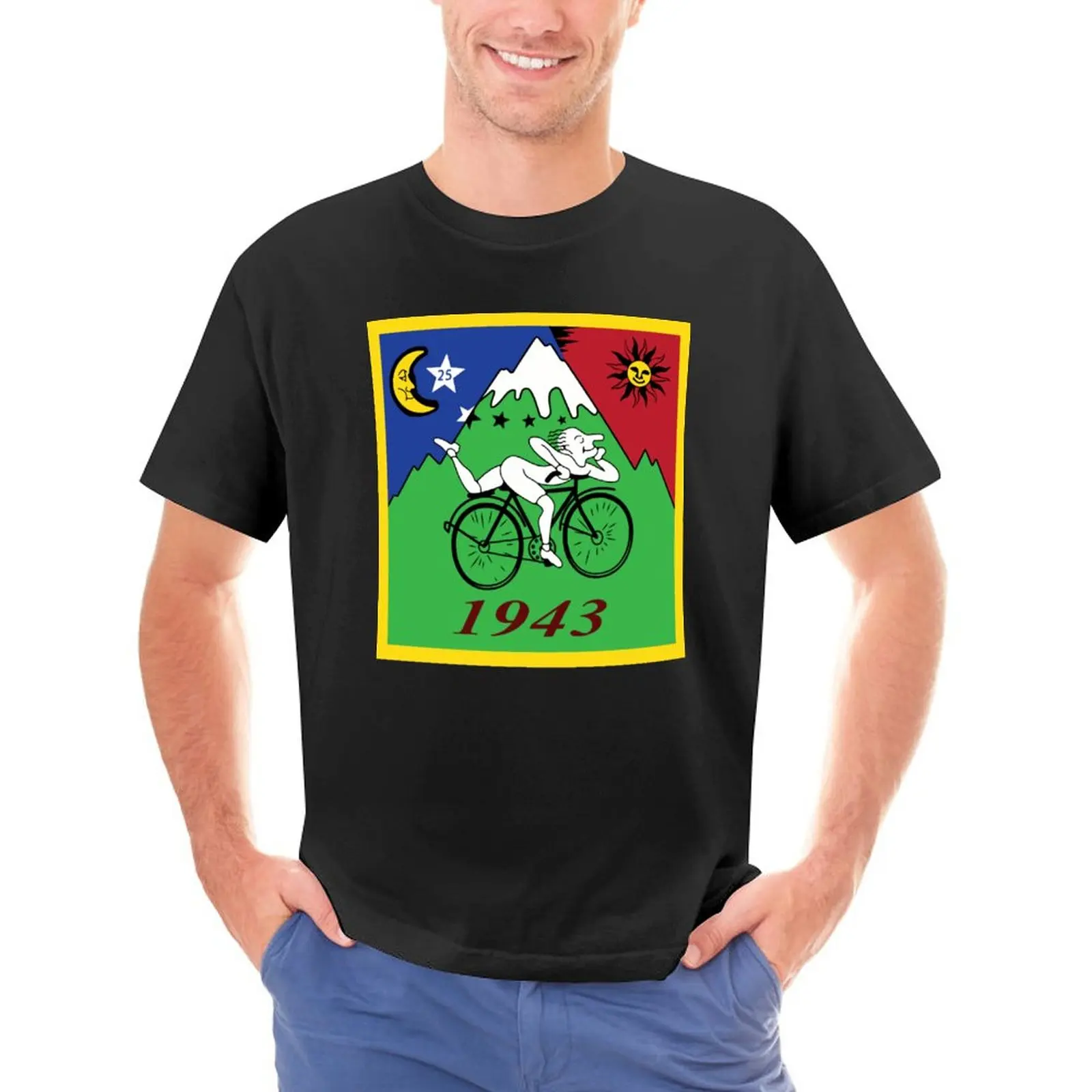 Albert Hoffman Bicycle Day Trending T Shirt Mens 1943 Cycle Lsd Trip Acid Day Funny Printed T-Shirt Crewneck Beach Tops Cotton