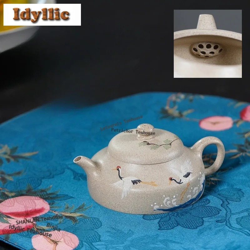 

160ml High-end Yixing Purple Clay Teapots Handmade Crane Pot Raw Ore White Section Mud Kettle Zisha Tea Set Gifts Accessories