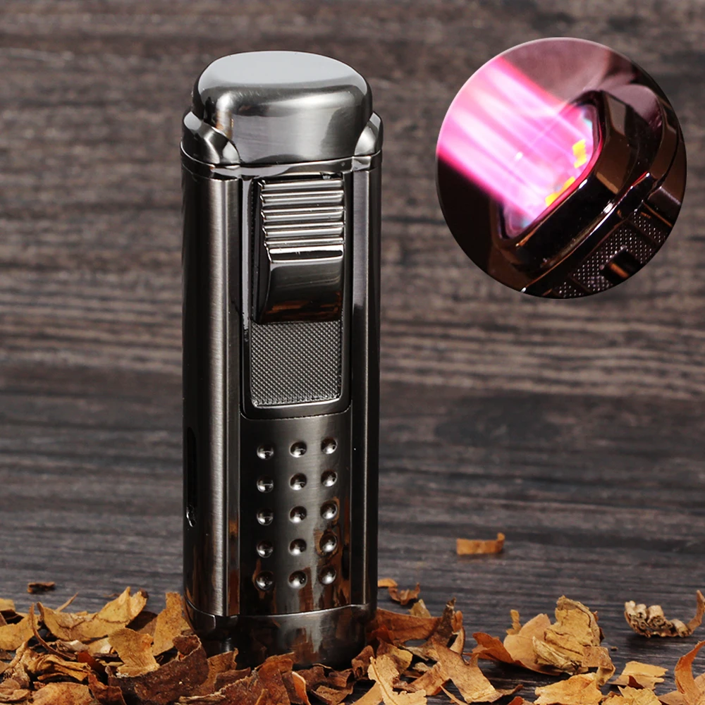 GALINER Black Torch Jet Fire Windproof Cigar Lighter Classic Refillable Cigarette Flame Lighter Built-in Punch Drill