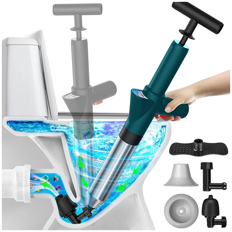 Toilet Plunger, High Pressure Air Drain Blaster Gun With Real-Time Barometer, Drain Clog Remover Tool For Bathroom, Sink