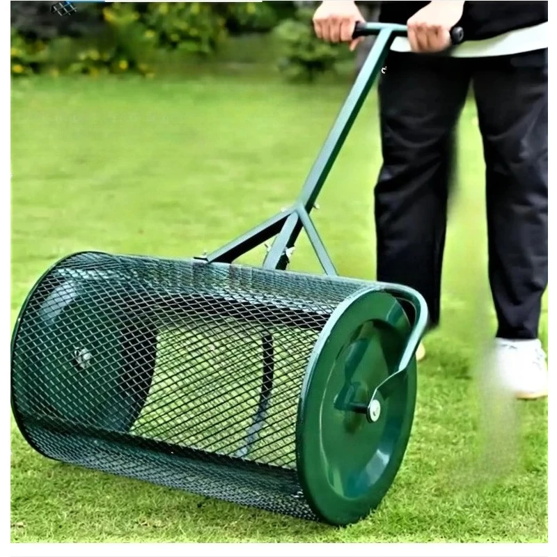 Push-pull boom Spreader Lawn Garden Agriculture and Forestry Iron Basket Roller Cover Soil Surface Dressing Compost