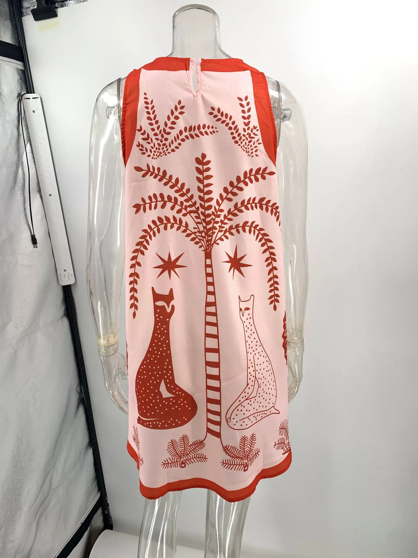 Bedrukte dames T-shirtjurk Mouwloos Vakantie Strandjurken Eéndelig Zomerzonnejurk Dameskleding Strandkleding