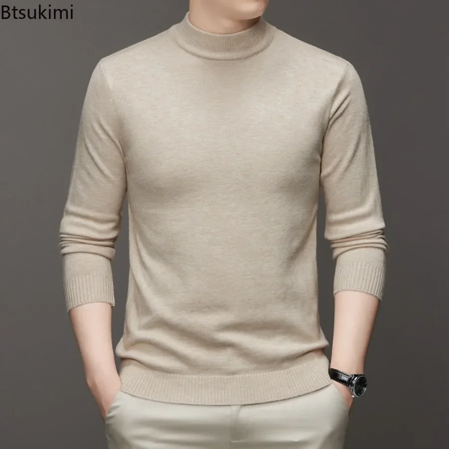 

New 2024 Men's Casual Knitwear Sweater Half Turtleneck Men Knit Pullovers Fashion Youth Solid Slim Fit All Match Sweates for Men