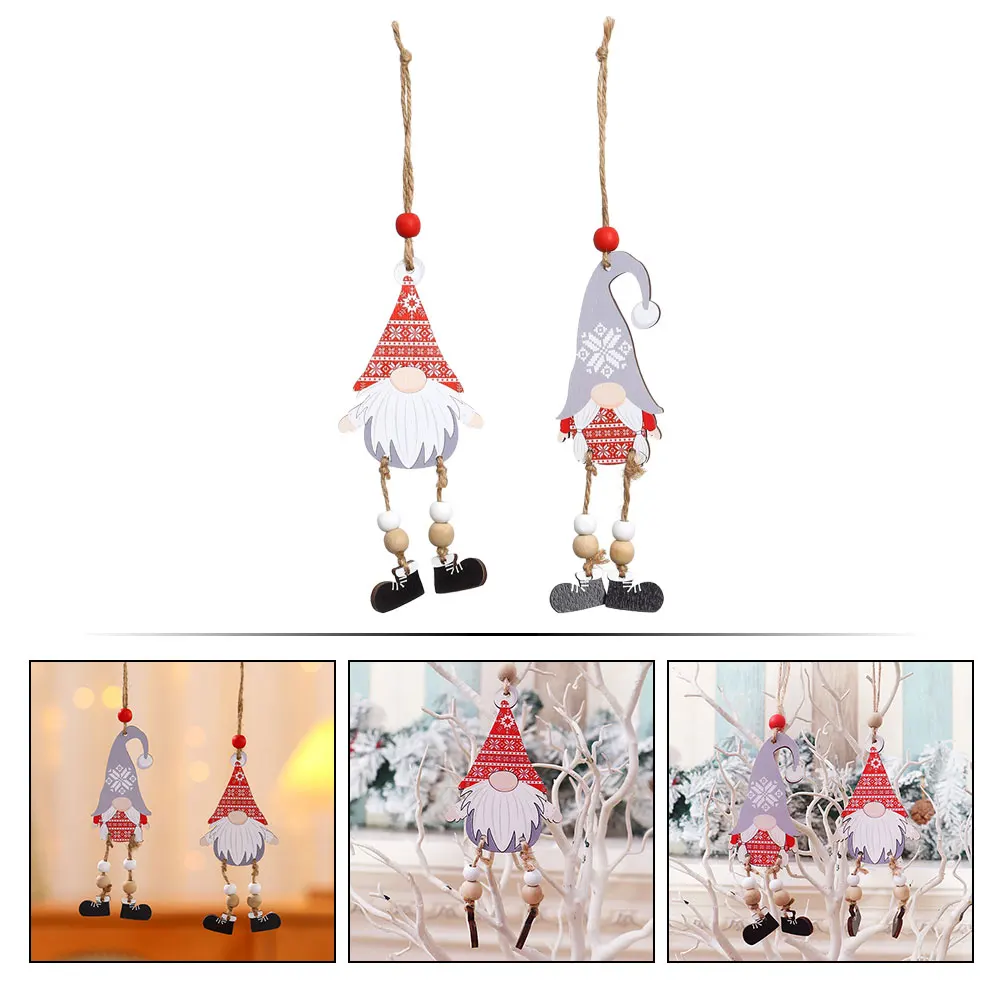 

2Pcs Faceless Old Man Xmas Gnome Christmas Hanging Decoration Wooden Cutouts Xmas Tree Pendant Wood Gnome Cutouts Tags