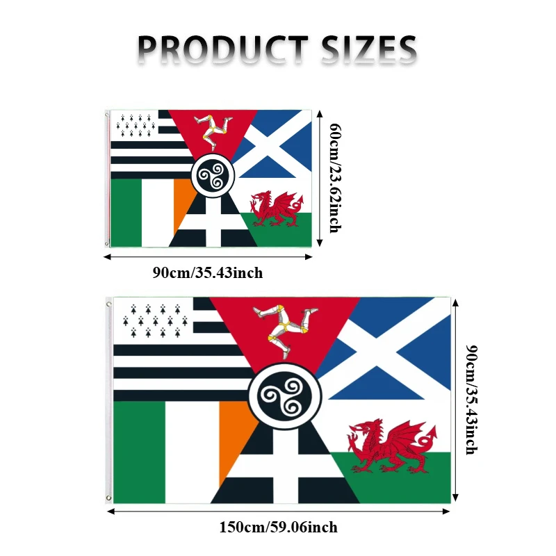 1pc Celtic Nations Flag, Single-Sided Printed Polyester Banner with 2 Grommets, Vivid Color, Durable Hanging Decor Flag