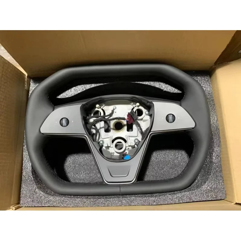 テスラモデル3用レザーステアリングハンドル,レーシングスポーツヨーク