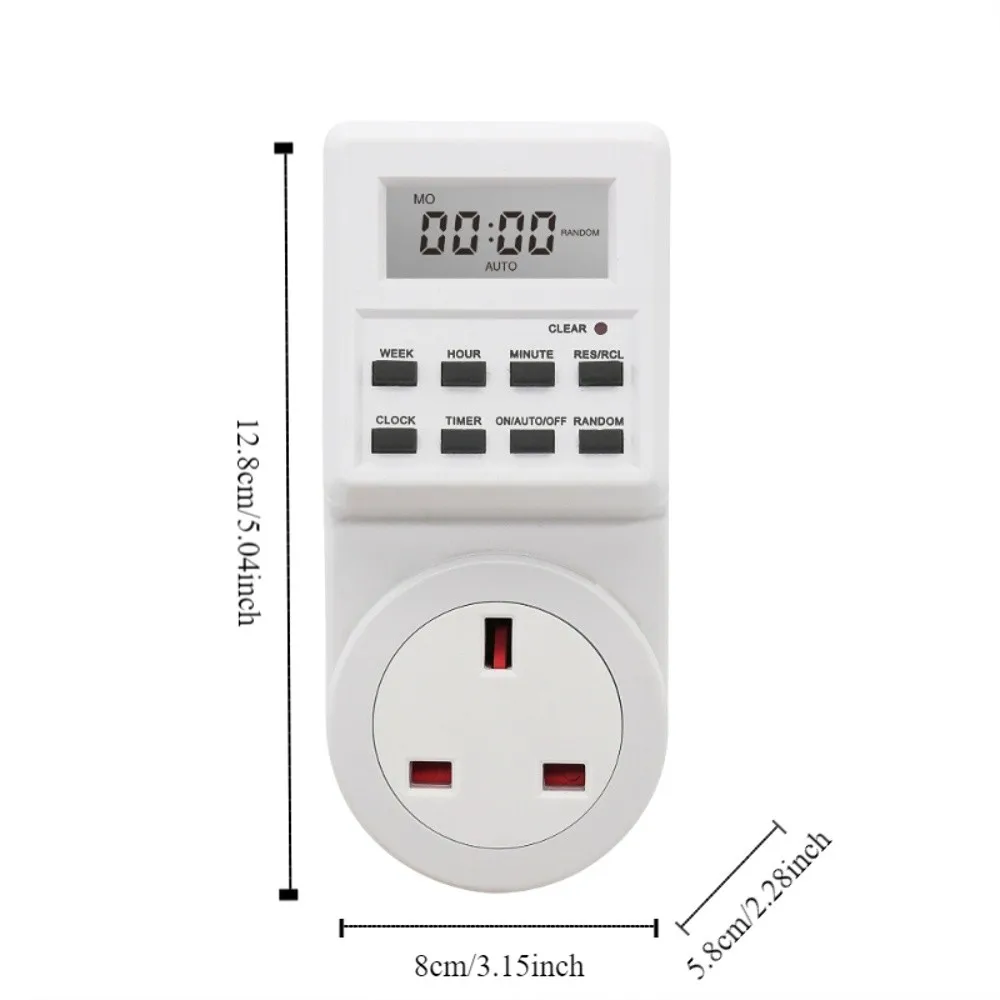 UK Plug Digital Timer Switch Multi-functional Wall Plug-in Electronic Timer Outlet Energy Saving Digital Display Timer Switch