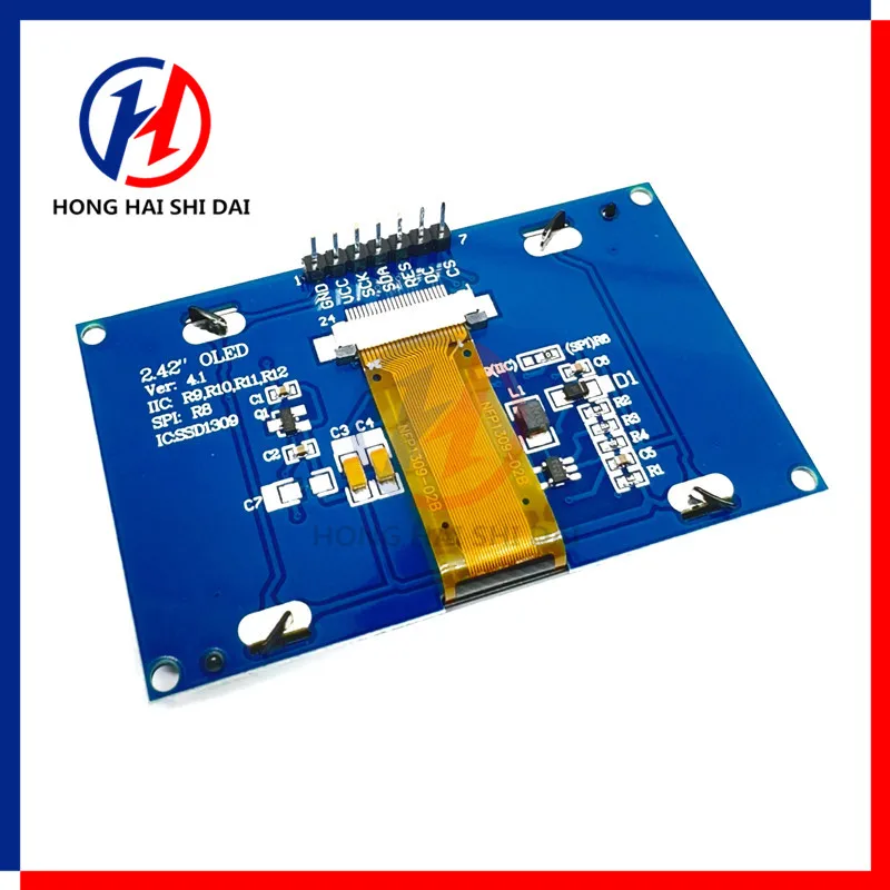 Imagem -06 - Módulo de Exibição de Tela Lcd Oled Branco e Amarelo 7pin Iic Spi Serial para C51 Ssd1309 242 Polegadas 128x64