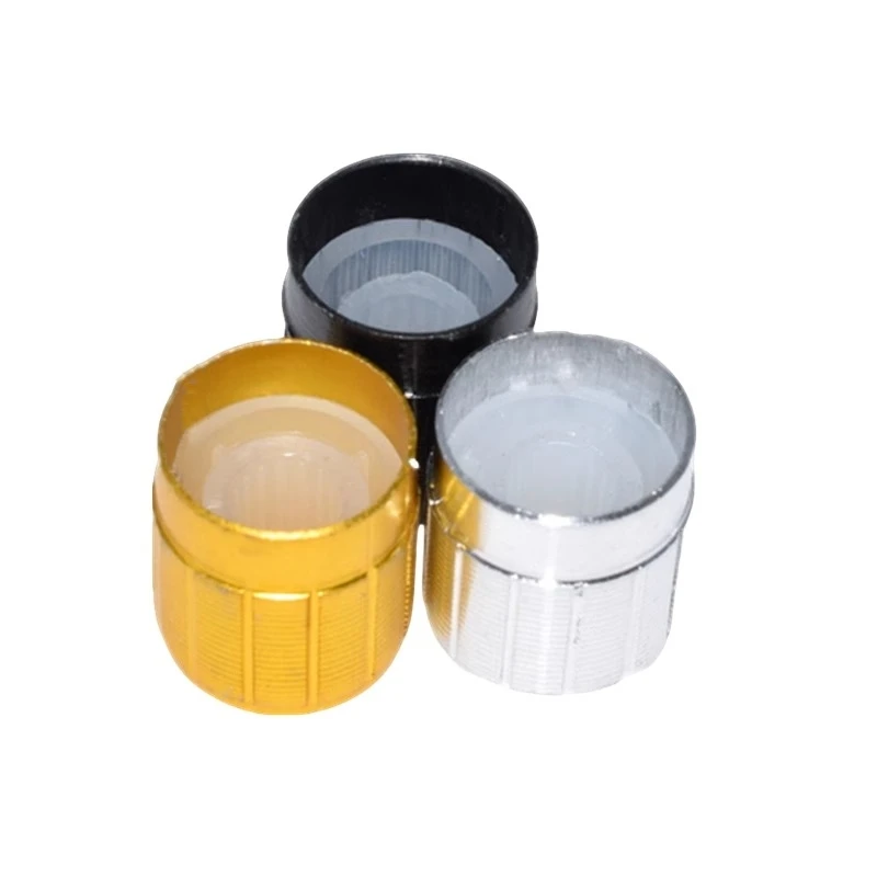 5PCS Black Aluminum Alloy Potentiometer Knob 15x17mm 6mm Aperture Metal Volume Adjustment Cap