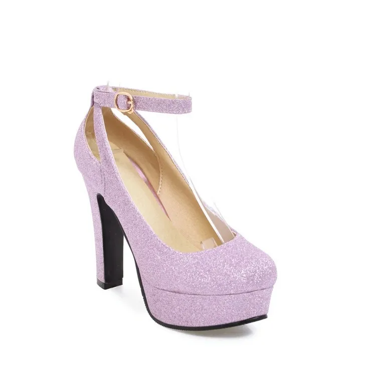 Classic Women\'s Shoes Super High Heels Waterproof Platform Ladies Pumps Ankle Buckle Straps Large Size Female Shoe Spring Autumn