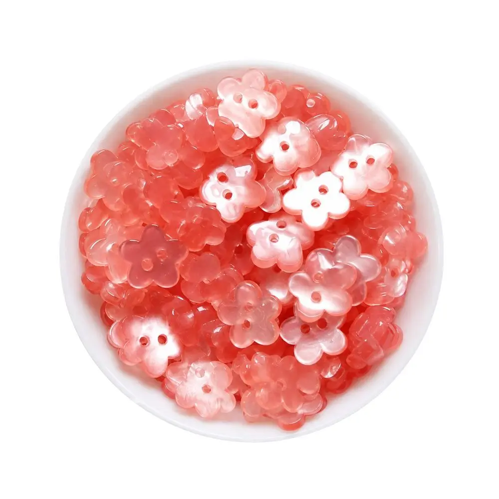 50pcs Plastic Material Three-Dimensional Flower Buttons 50pcs Pack 11mm Diameter Plum Blossom Buttons Handmade DIY Style