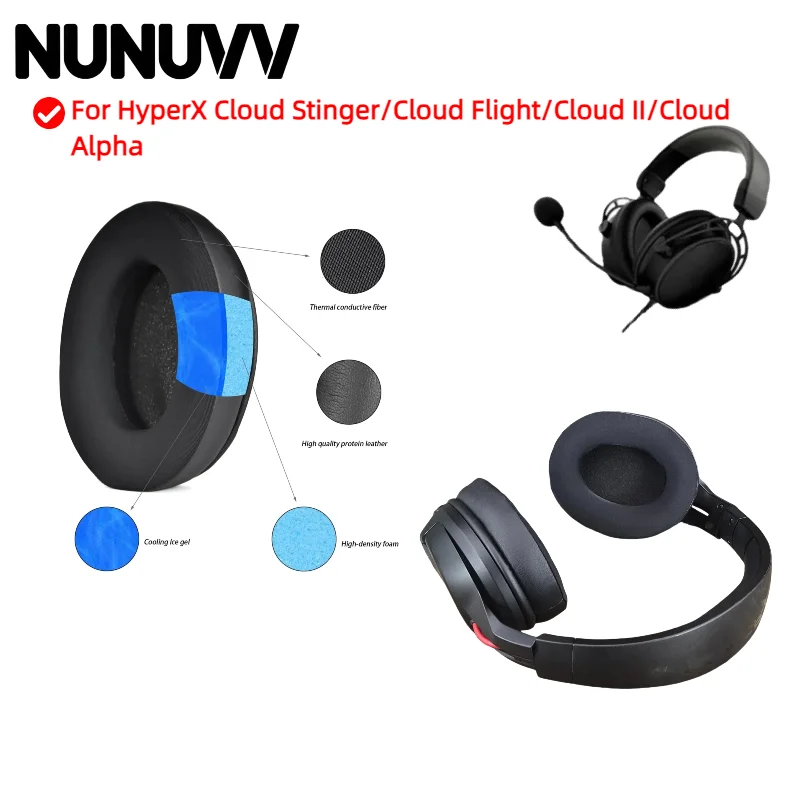 

Replacement Ear Pads for HyperX Cloud Stinger/Cloud Flight/Cloud II/Cloud Alpha Headphones Memory Foam Ear Cushions High Quality
