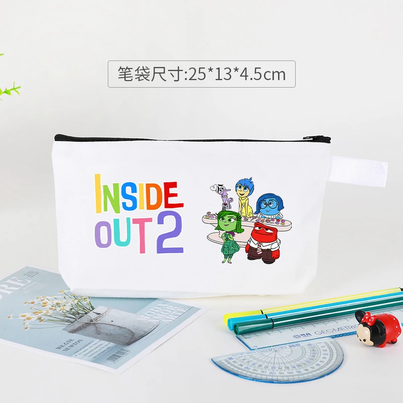 Disney Inside Out 2 Cosmetic Bag Anime Cartoon Printed Pencil Pouch Portable Kawaii Storage Bag Cute Handbag Back To School Gift