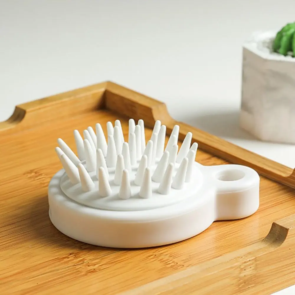 

Отшелушивающее средство, удобная силиконовая щетка для шампуня, белая мягкая массажная щетка для кожи головы, портативная круглая щетка для душа для женщин и мужчин