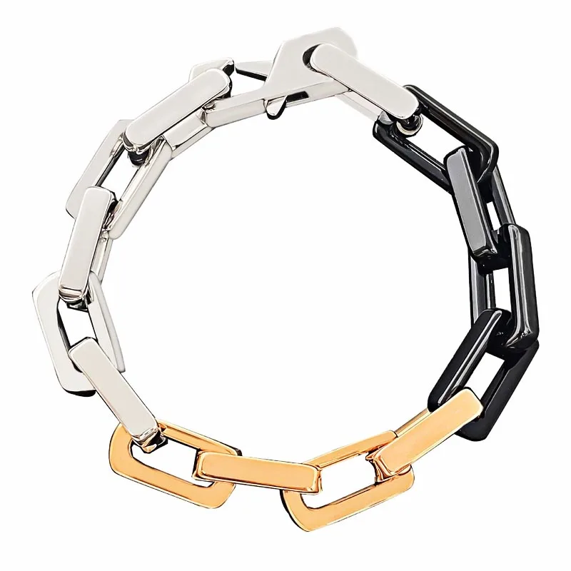 Quench Bamboo Colorblock Cuban Steel Thick Bracelet