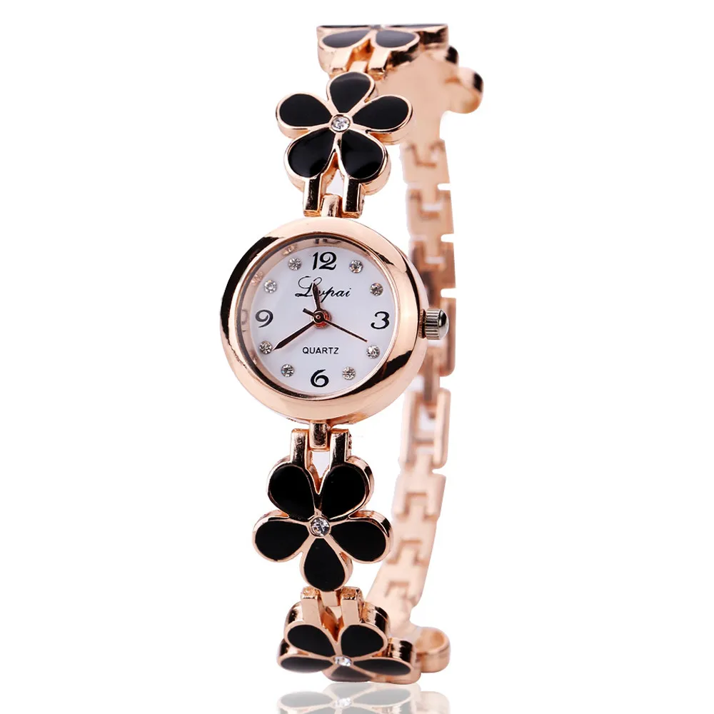 Reloj de acero inoxidable con diamantes de imitación para mujer, pulsera femenina de lujo con flores, reloj pequeño a la moda, 2022