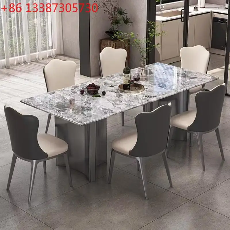 

Мраморный обеденный стол. Новый прямоугольный итальянский обеденный стол для дома в стиле легкой роскоши, высокого класса.