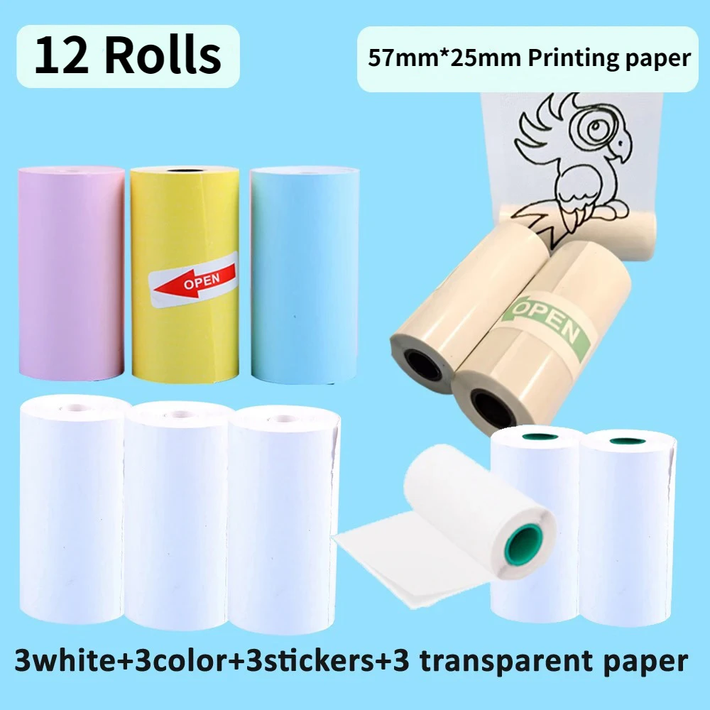 57*25MM Thermal Paper Label Sticker Self-adhesive Rolls Paper For Mini Printer Instant Print Kids Camera Photo Paper