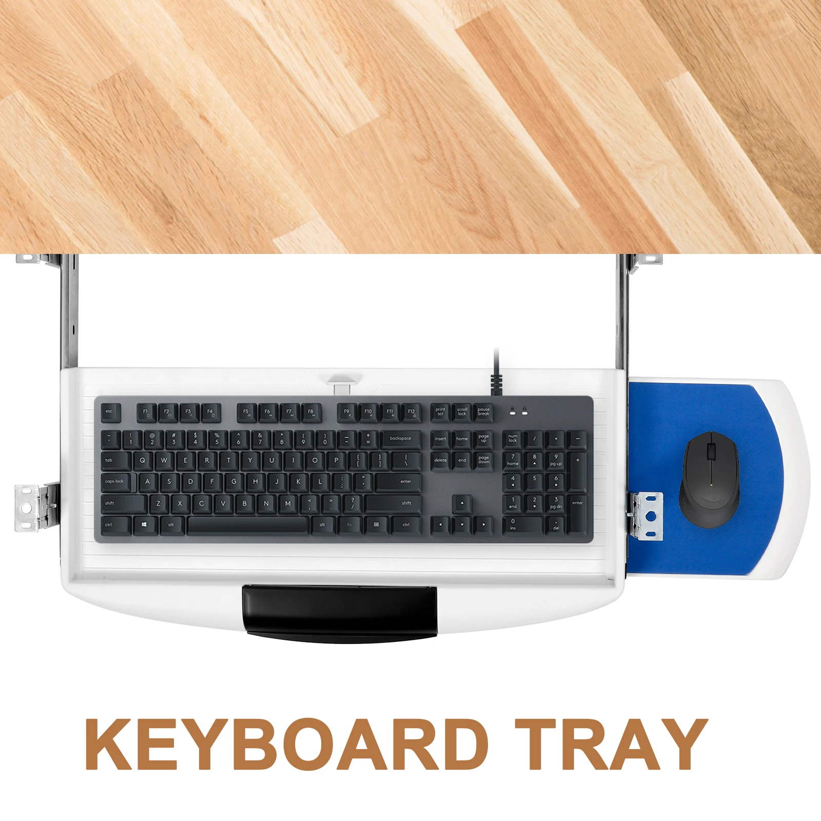 

Dual-Layer Keyboard Tray Under Desk Noiseless Slide Rails Drawer Type Storage Ergonomic Adjustable Height Desk Organizer