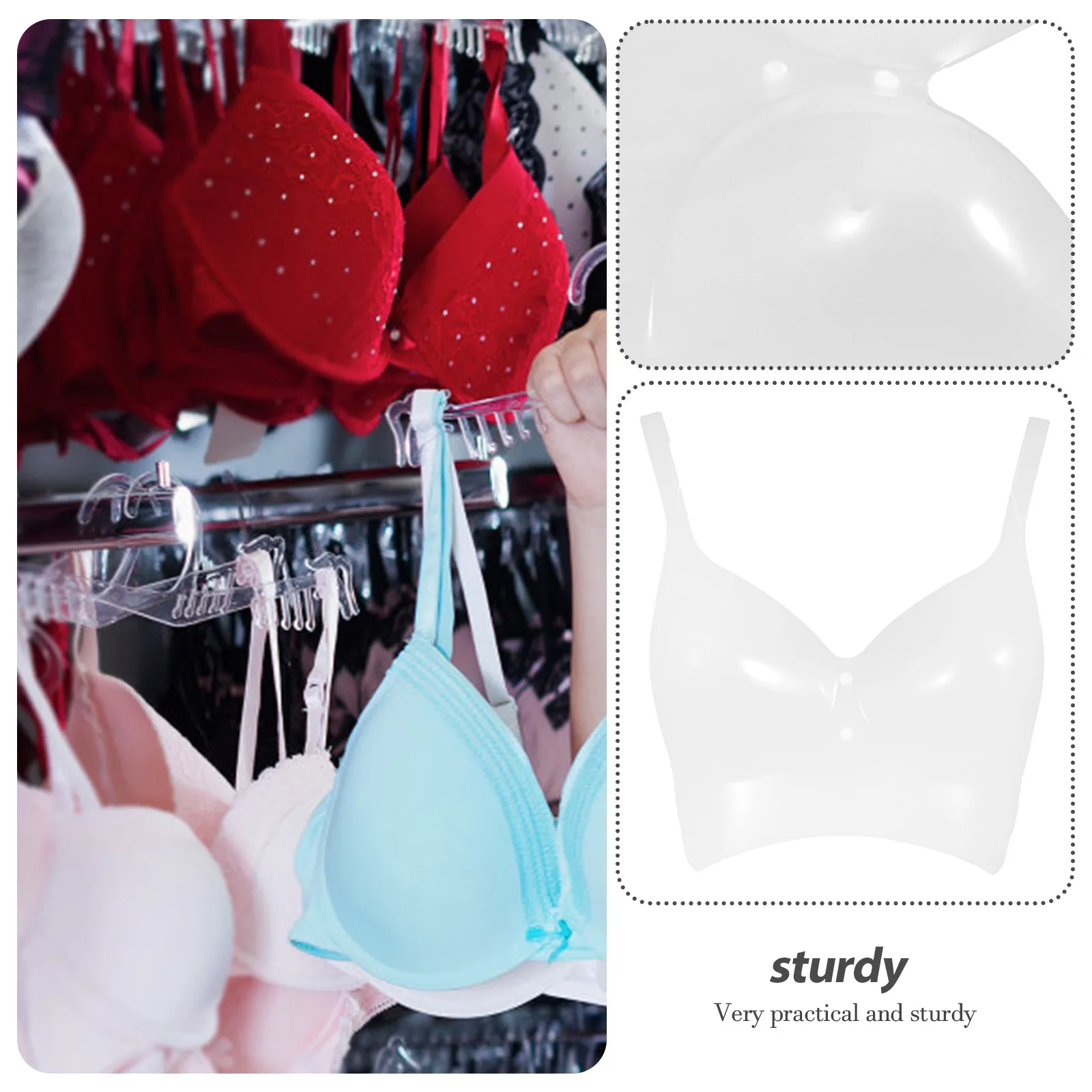 

Lingerie Underwear Display Stand Plastic Bra Female Hanger White Sturdy Portable Hanging Storage Model