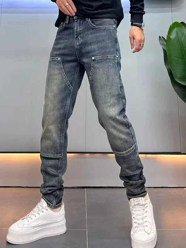 

Новые мужские джинсы 2026 года: винтажные, с эффектом потертости, пэчворк, эластичные, зауженные, модные, брендовые, длинные брюки