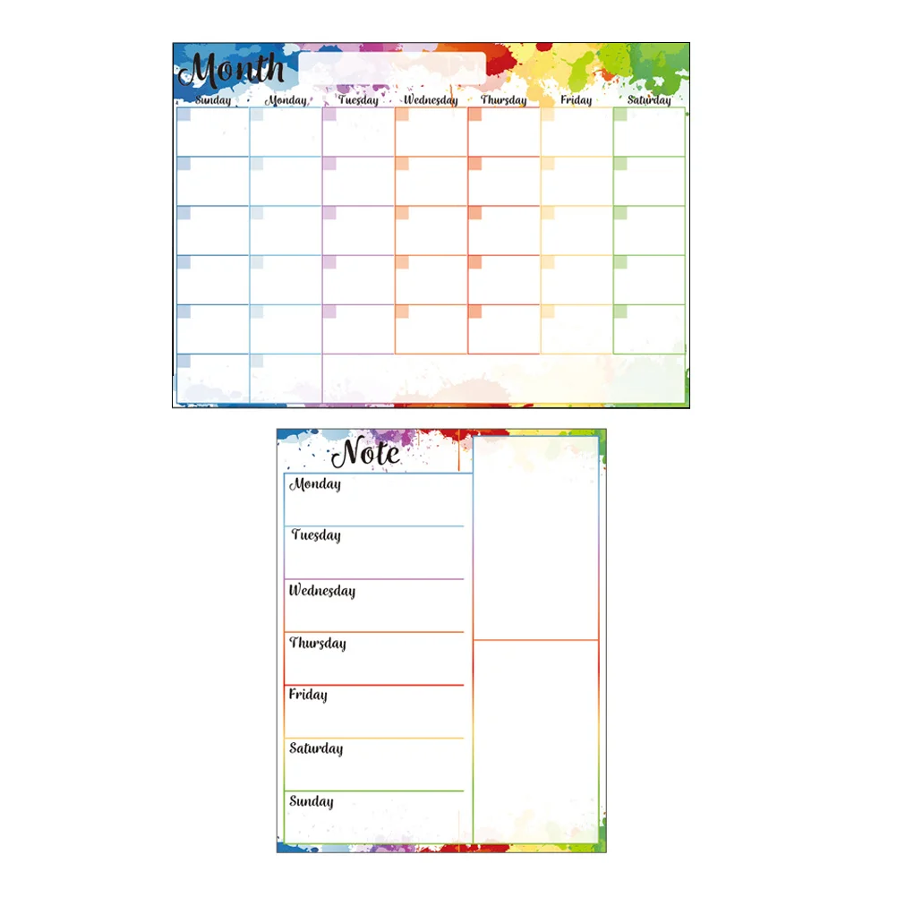 

2Pcs Magnetic Dry Erase Calendar for Fridge Monthly Weekly Planner Whiteboard Family Meal Grocery List Schedule Board