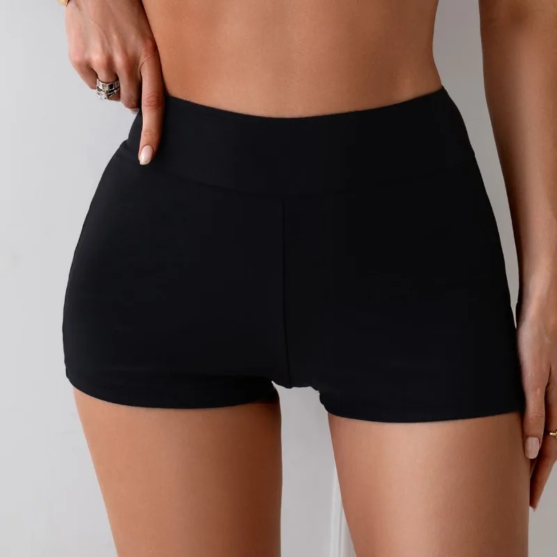 

Женские плавки-шорты с высокой талией, однотонные, быстросохнущие, простые и стильные, для фитнеса и плавания, модель TM002