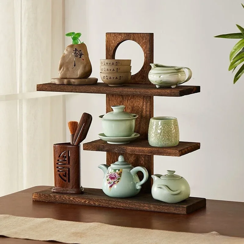 

Desktop antique rack solid wood Chinese storage rack Teapot multi-treasure pavilion display rack