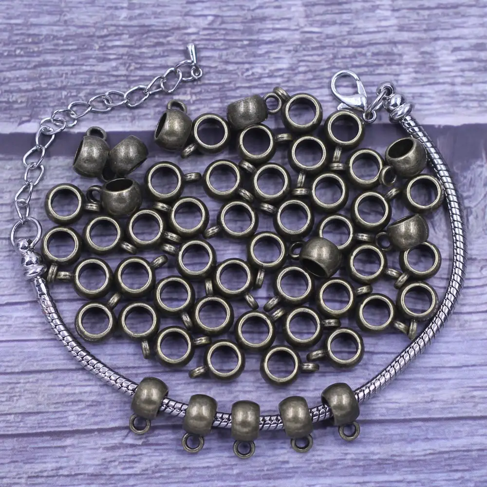 Bronzefarbener Abstandshalter, europäische Perlen, rund, großes Loch für Charms, Armbänder, Schmuck, DIY, handgefertigte Erkenntnisse, 11 x 8 mm – Detail 6