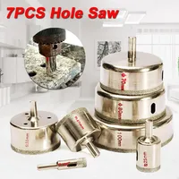 7PCS Large 10-100mm Diamond Hole Saw Tile Ceramic Glass Porcelain Marble Drill Bit Set