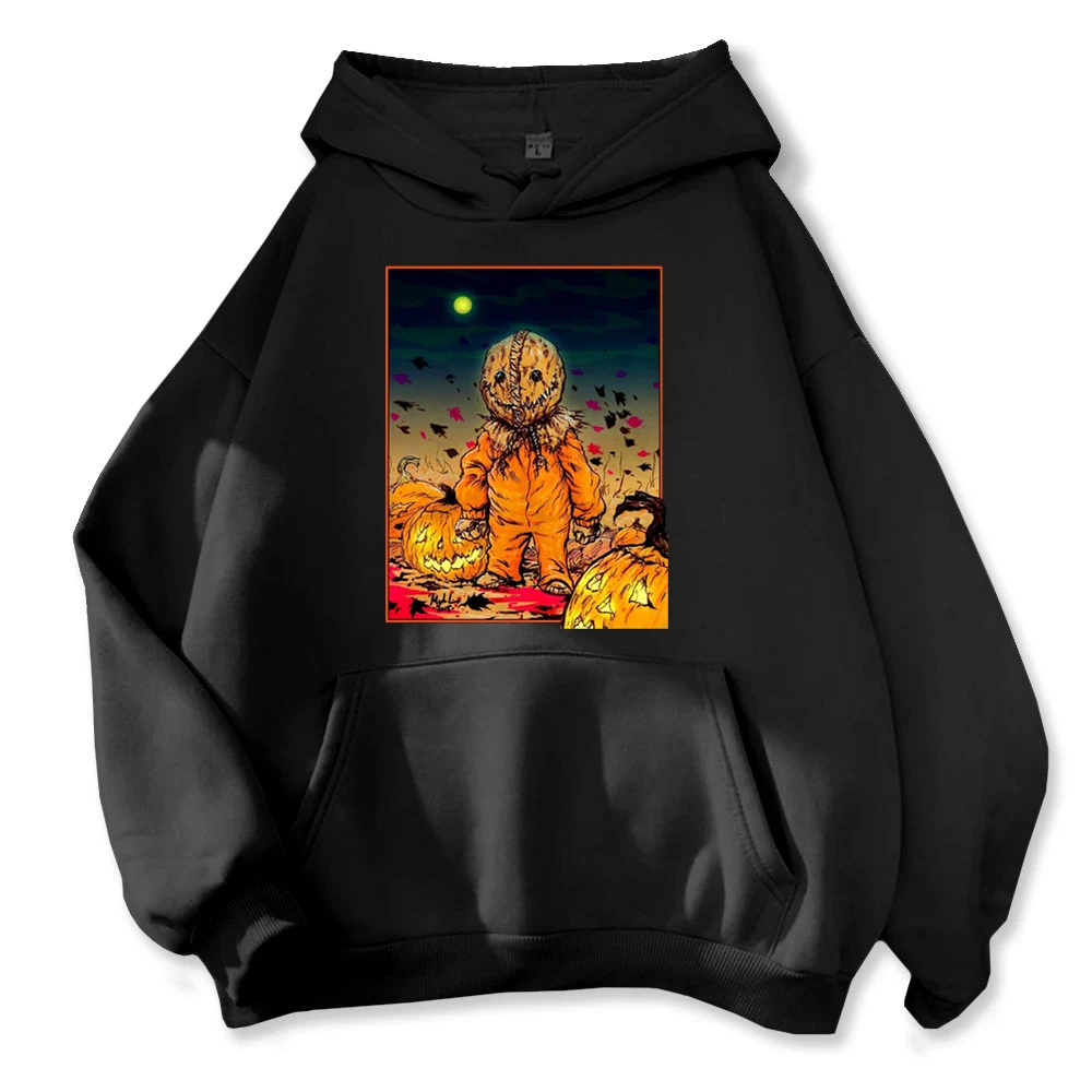 Spooky Halloween Hoodie -  with Orange Pumpkin Head & Batty Scene Hoodie Custom Printed Graphic Customizable Sweatshirt