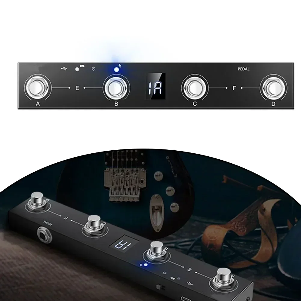 Professional-Grade MIDI Foot Controller 212mm Pedal 4-Button Design MIDI Pedal Controller On-the-Go Musicians Live Performances