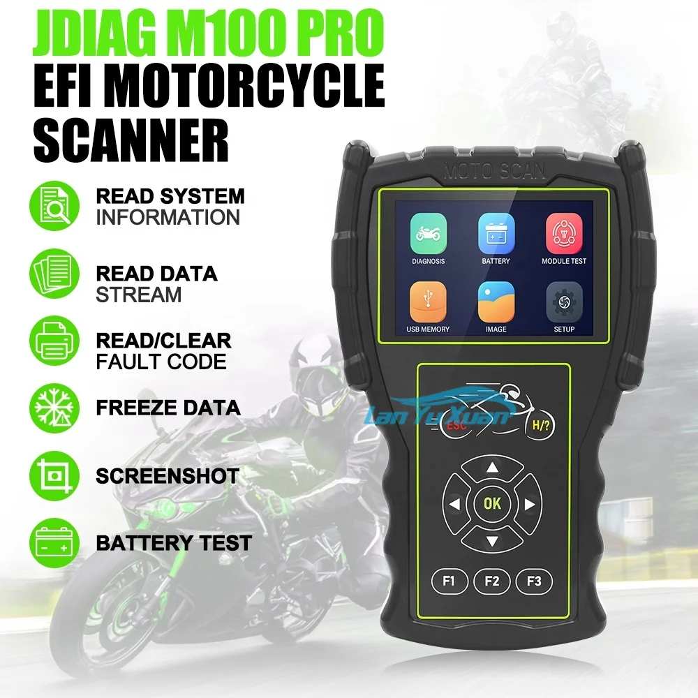 New Product Jdiag M100 Pro Moto Scanner Motorcycle Diagnostic Tool+12V Battery Testing Machine Wholesale