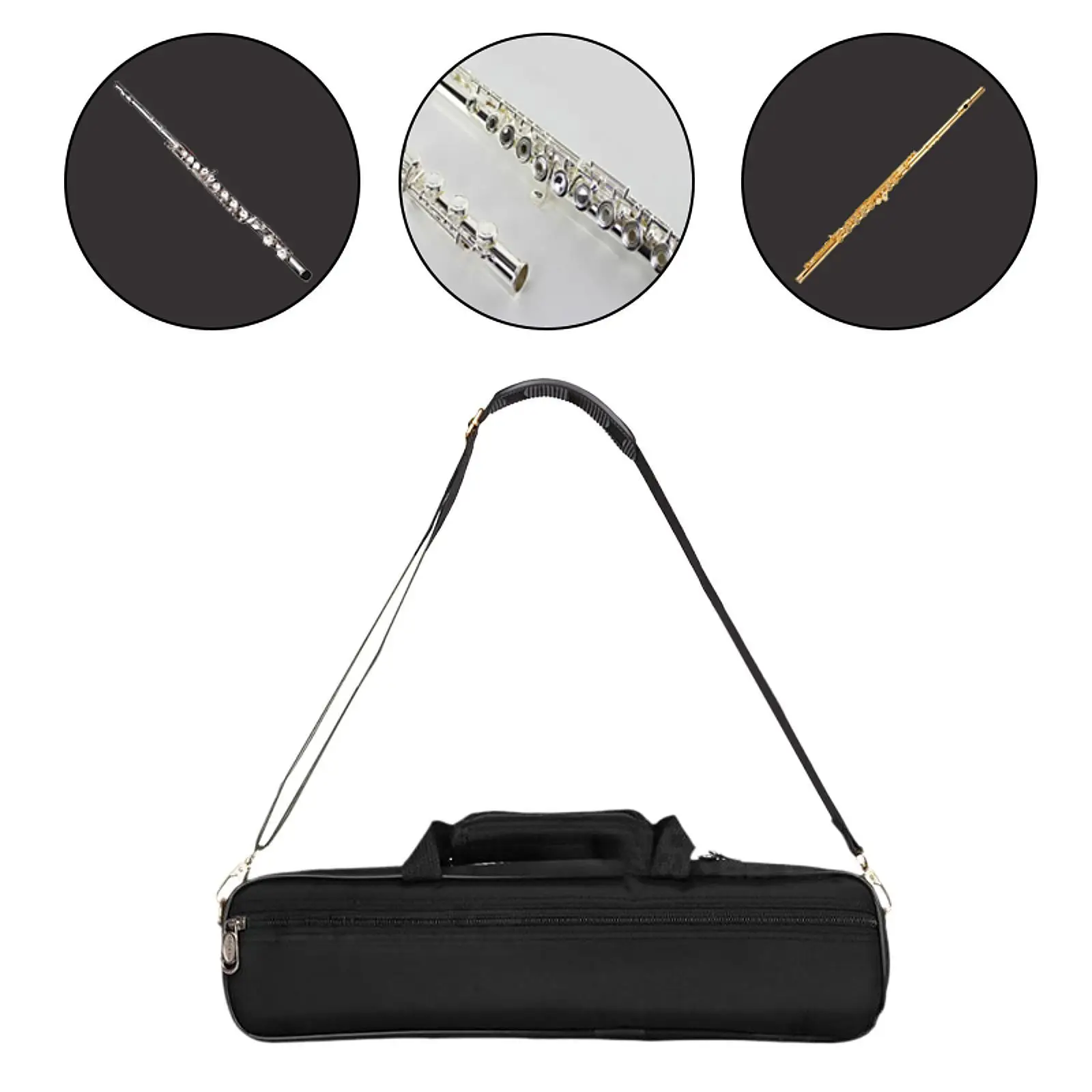 حقيبة فلوت للسفر بحزام قابل للتعديل وجيب خارجي مقاوم للماء من قماش أكسفورد حقيبة فلوت لحفلة السفر