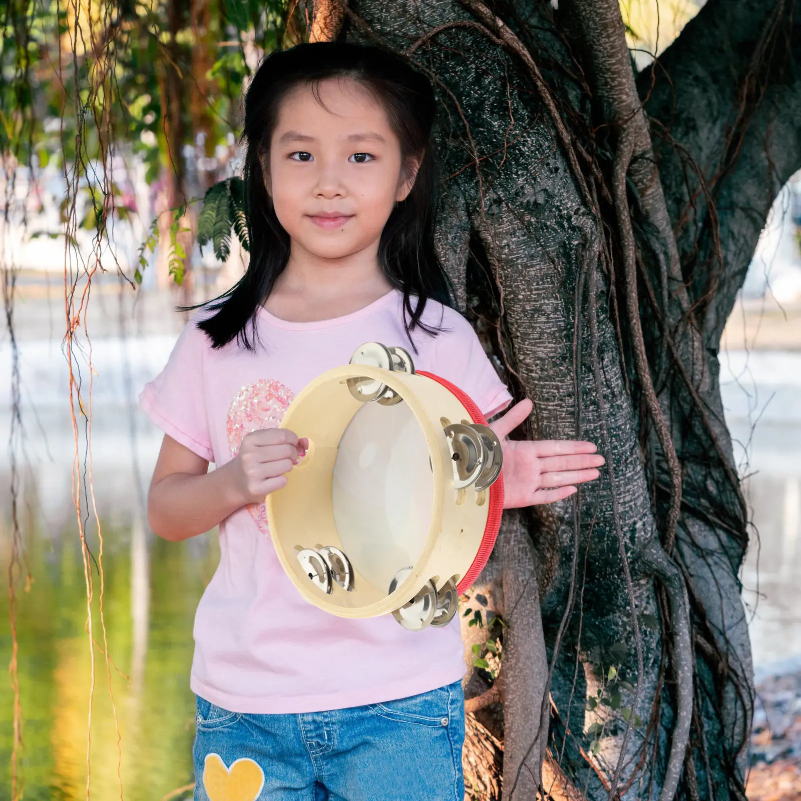 Rainbow Tambourine Hand Drum Double Row Jingles Perfect for Kids Early Music Learning Develops Listening Skills Musicality Party