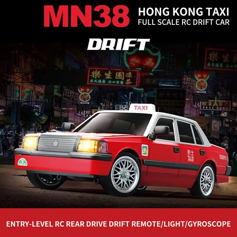 MN38RC Drift Remote Control Car, Cross Border Popular Full Proportion Hong Kong Taxi, Four-Wheel Drive High-Speed Boy Toys Gifts