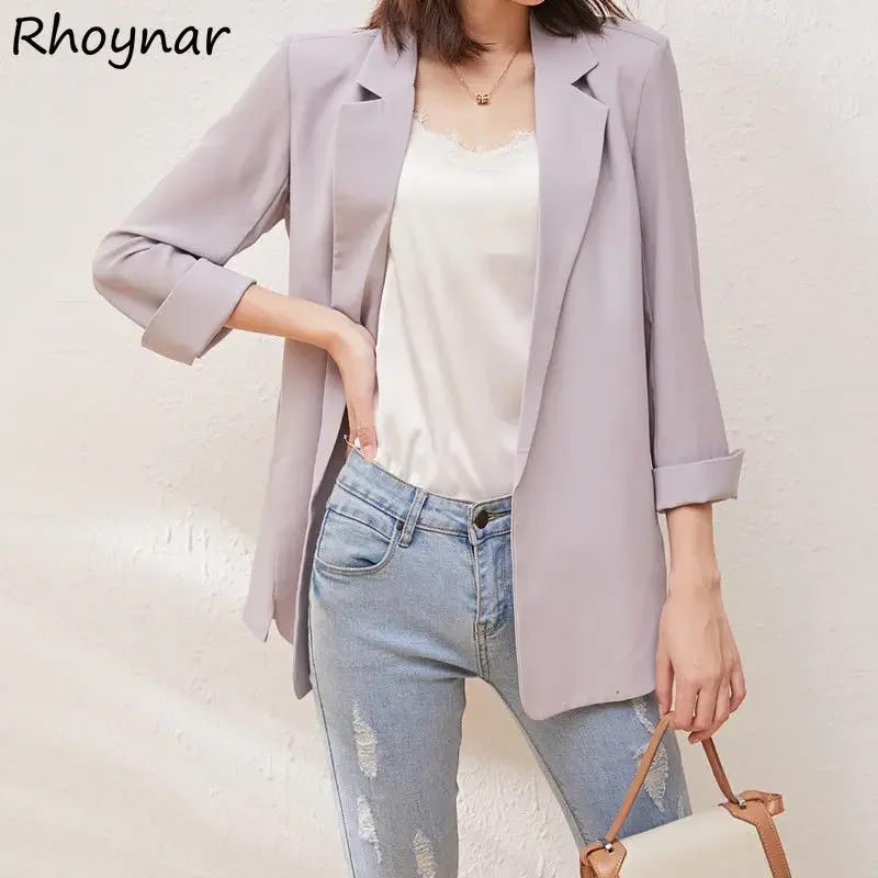 Blazers Women Chiffon Summer New Loose Sun-proof Thin All-match Ins Outwear Casual Solid Simple Streetwear Side-split Breathable