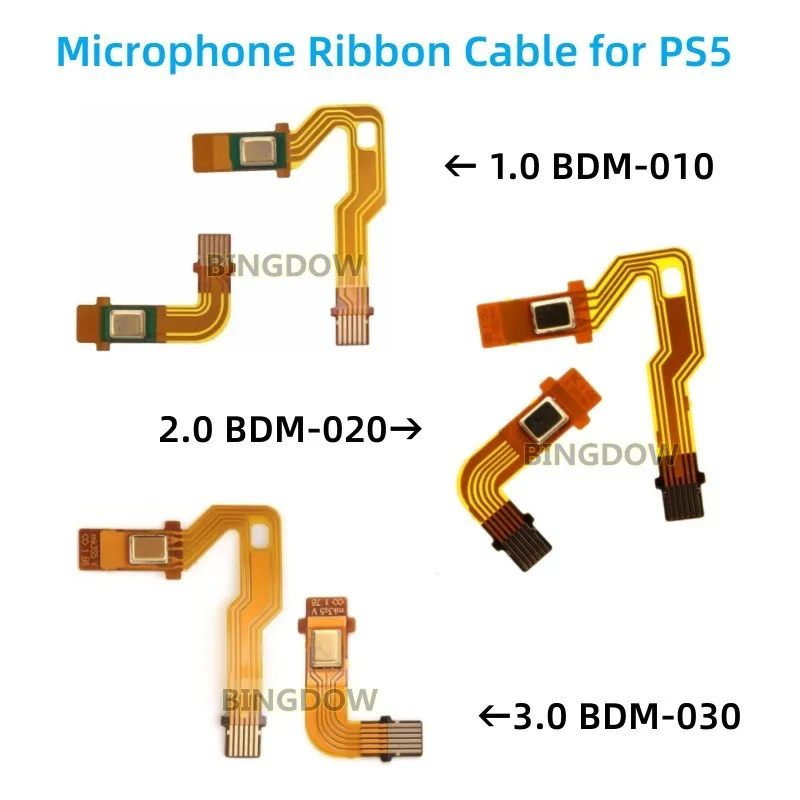 Left & Right Microphone Ribbon Flex Cable Inner Mic Cable Replacement for PS5 DualSense Controller V1 V2 BDM-010 1.0 BDM-020 2.0