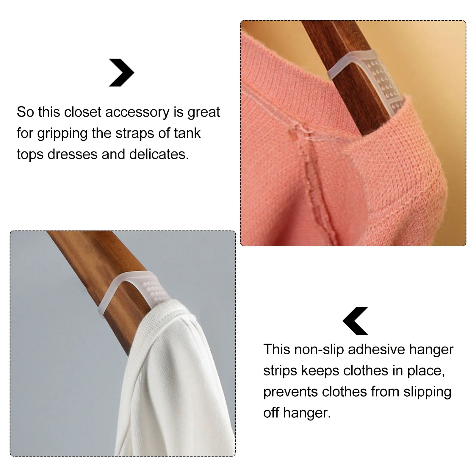 

50 pcs Non-Slip Hanger Grips Silicone Clothing Hanger Strips Anti-Slip Shoulder Pads For Tank Tops Dresses Transparent Gripper