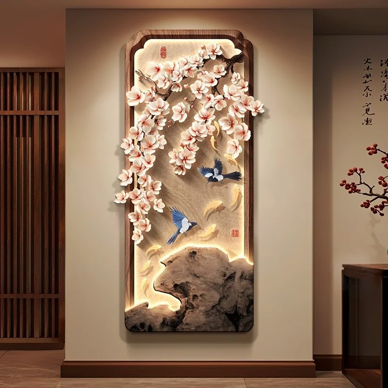 New Chinese entrance LED light painting Song Dynasty aesthetic nine fish picture corridor corridor light painting advanced sense