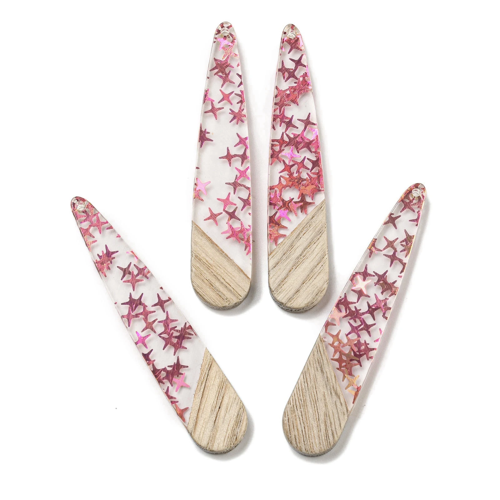 

20pcs Golden Foil Resin Wooden Pendants Long Teardrop Shape Wood Charms for DIY Necklace Earrings Jewelry Making Findings