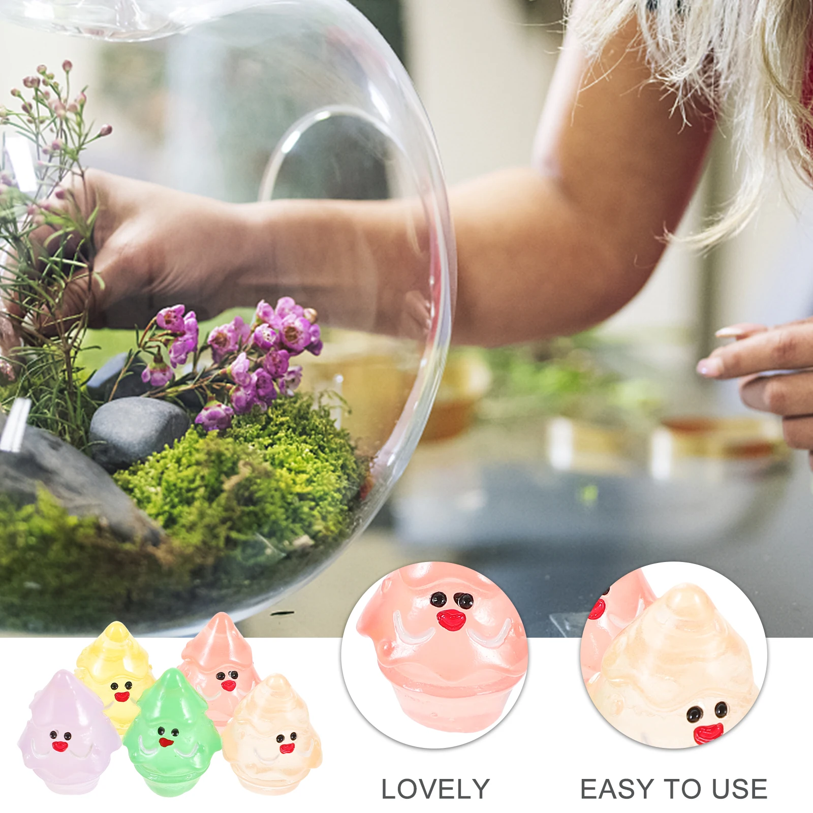 

50Pcs Night Light Statue Resin Christmas Tree Mini Ornament for Aquarium Fish Tank Tabletop Micro Landscape Glow in The Dark