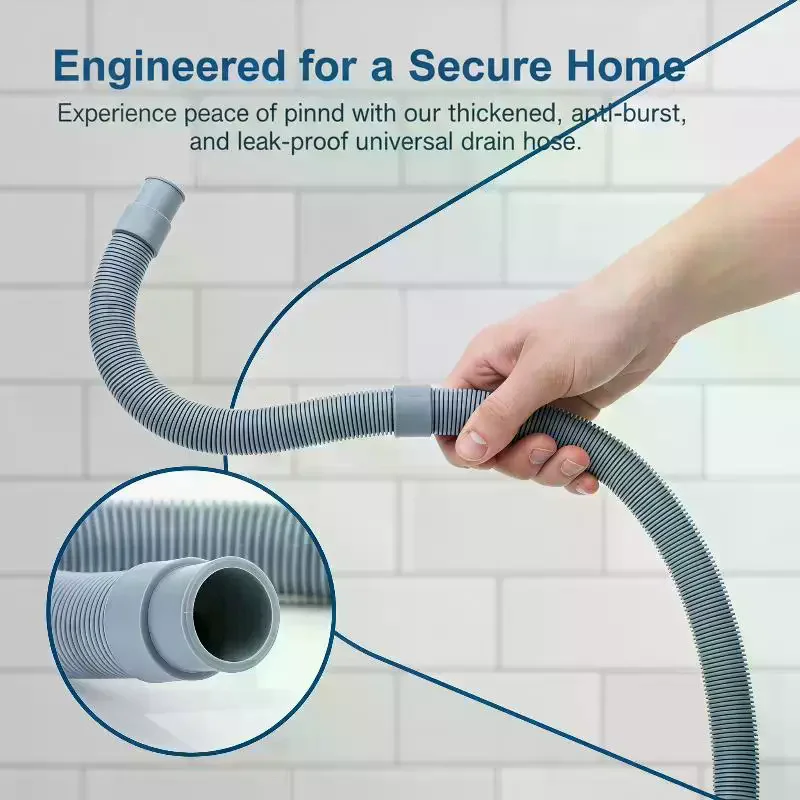 Universal 1/2M Washing Machine Dishwasher Drain Waste Hose Extension Pipe Kit - Flexible Length For Easy Installation