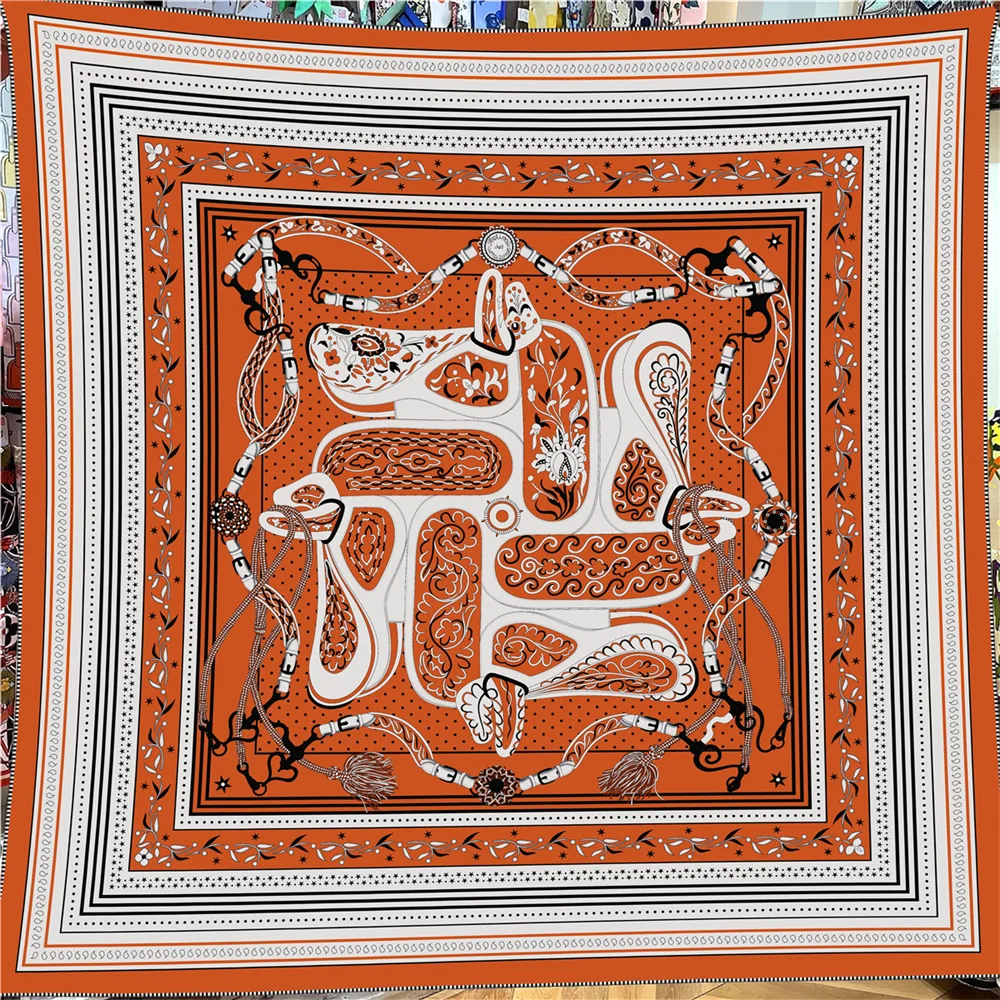 POBING Seiden-Kaschmir-Schal für Damen, manuell gerollte quadratische Schals, große Bandana, luxuriöser Hijab, weibliche Foulards, Poncho, 135 cm – Detail 11