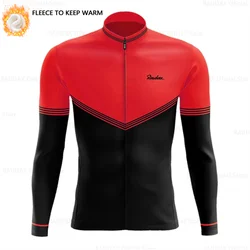 Winter Fleece Cycling Jersey for Men, Mountain Bicycle Clothes, Warm Jacket, Racing Bike Clothing, Team Wear, New